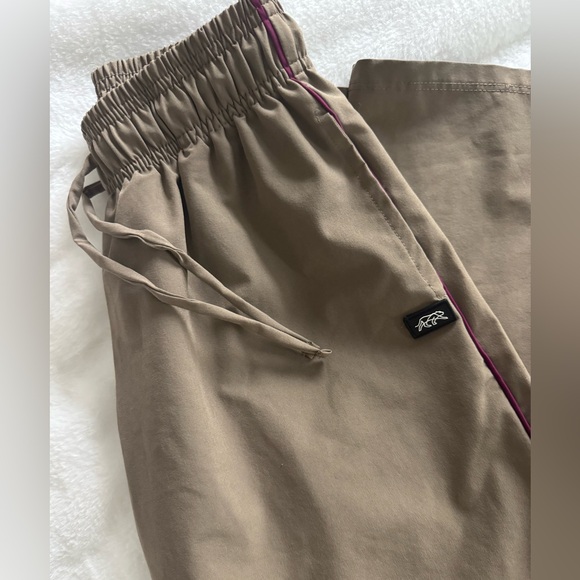 Tiger Friday Girls/Kids Dance Hip Hop Tan Pants with Purple Trim - Picture 2 of 4